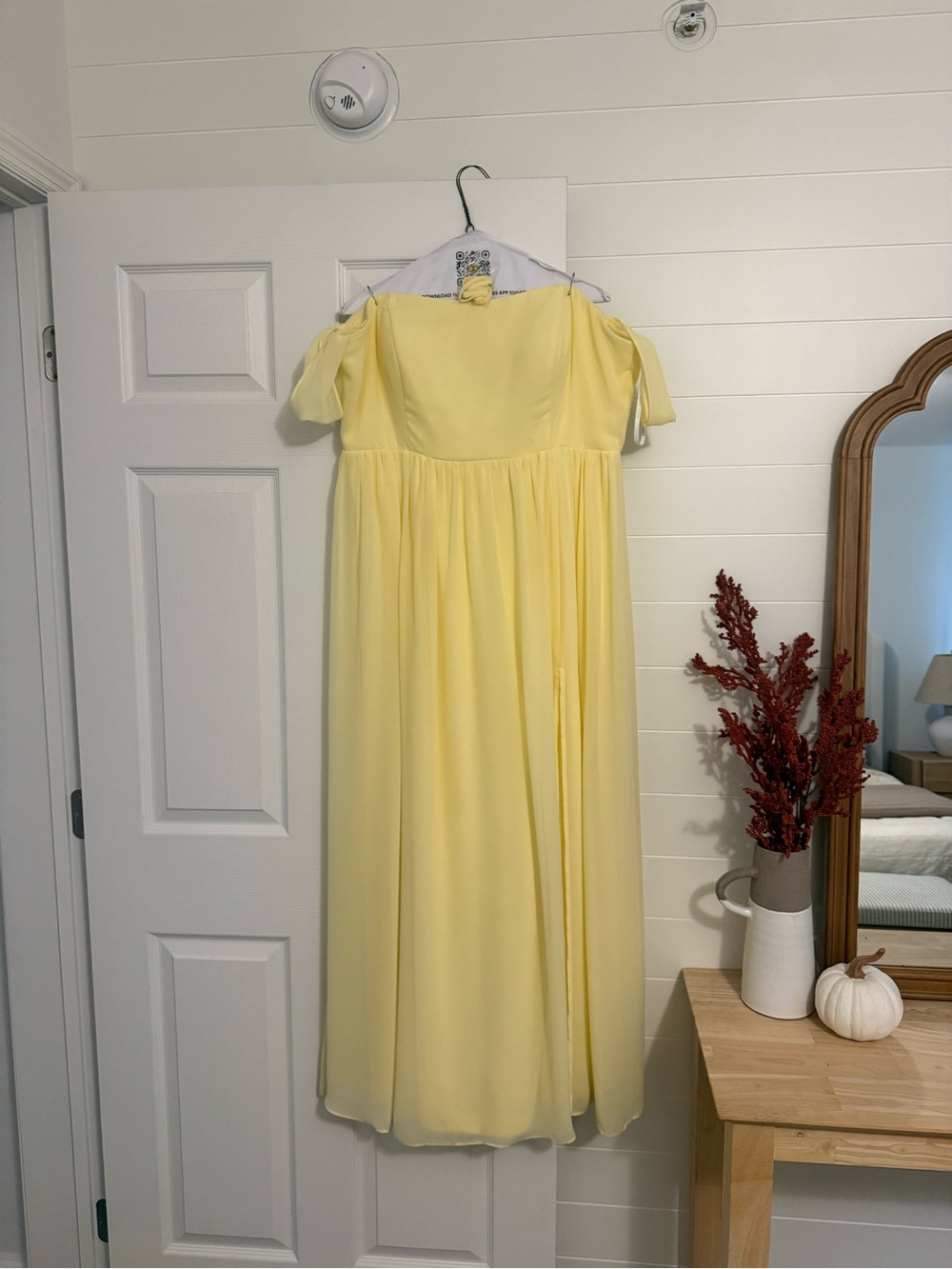 Birdy Grey Pale Yellow Off-Shoulder Maxi Dress